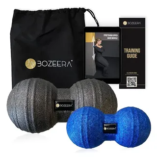 BOZEERA Triggerpoint Peanut Ball 12 cm und Peanut Ball 8 cm – Doppel-Massageball – Faszienrolle Set inkl. Video, Poster und Dac – Premium Set