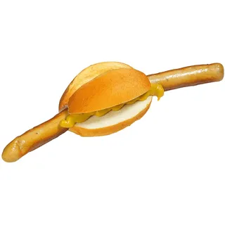Deko Bratwurst im Brötchen Lebensmittel-Attrappe braun 9 x 27 cm Dekoration
