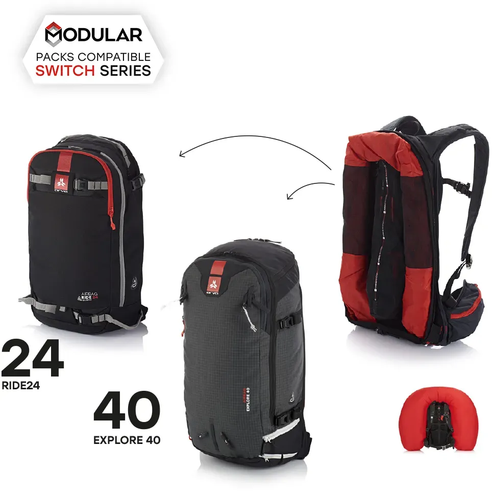 Arva Airbagrucksack Rucksackerweiterung Ride 24 + Explore 40 Switch Airbag Bundle schwarz