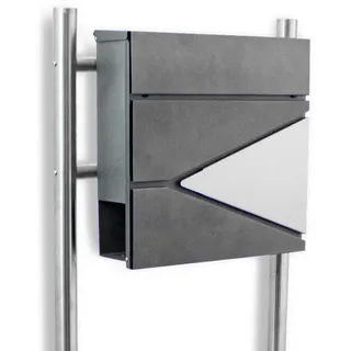 BITUXX Design Standbriefkasten Graphit inkl. Zeitungsfach