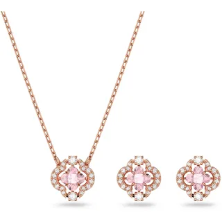 Swarovski Una Set, Glücksklee, Rosa, Roségold-Legierungsschicht