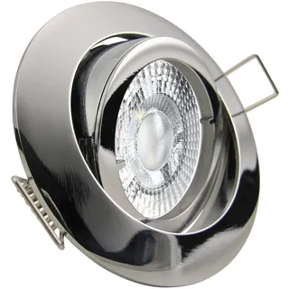 trendlights24 Premio LED Einbaustrahler 230V Chrom rund 3-Stufen dimmbar extra flach 35mm, 3er Set Neutralweiß 5W LED-Spots, Deckenspots schwenkbar