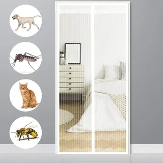 CHENG Magnet Fliegengitter Tür Insektenschutz, Insektenschutz tür ohne Bohren 70x215cm, Kinderleichte Klebemontage Ohne Bohren Magnet Fliegengitter Tür Insektenschutz für die Balkontür Terrassentür