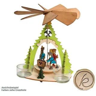 Kuhnert Bastelset Pyramide Erzgebirge aus Holz zum Zusammenbauen - Maße: 18x18x15 cm - Made in Germany