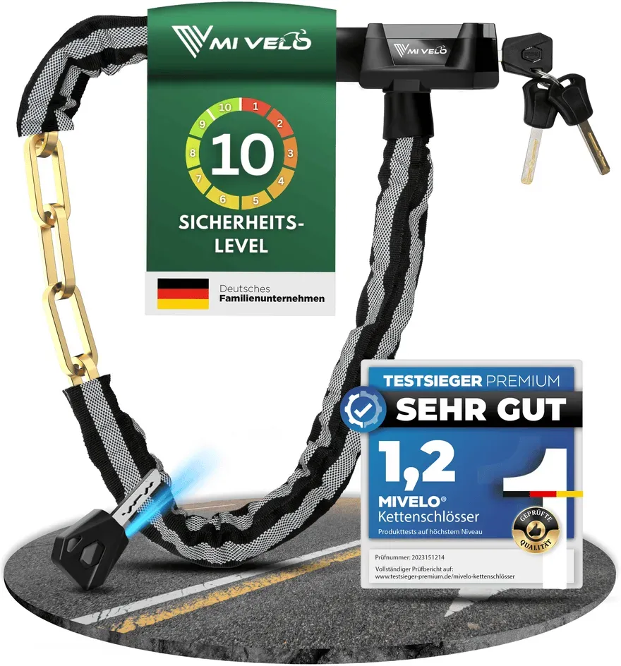 Kettenschloss Schlüssel mit Vierkant-Kette & LED 100cm - Bestseller,Neu,oft gekauft,Zubehör