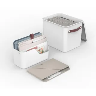 Rotho MyPaper Set Dokumentenorganizer MY PAPER Plus, Kunststoff (PP) BPA-frei, weiss/rot, (40.0 x 29.2 x 46.5 cm)