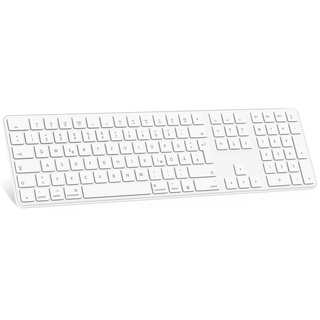 OMOTON Bluetooth-Mac-Tastatur, Kabellose Magic Keyboard für Apple MacBook Pro/Air, iMac, iMac Pro, Mac mini/Pro, AAA Batteriebetrieben, Volle Größe, QWERTZ, Weiß