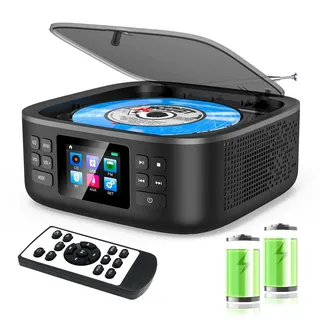 Tragbarer Cd-Player,CCHKFEI Boombox Tragbarer CD-Player Bluetooth & Radio FM mit Dual Stereo Lautsprecher Unterstützung USB/AUX-Kopfhöreranschluss Discman Wiederaufladbar CD Player Tragbar