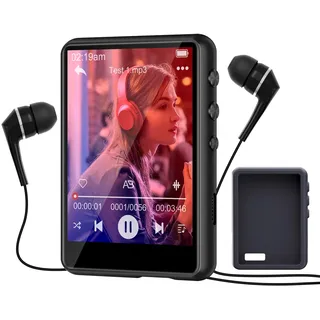 SWOFY 64GB MP3 Player Bluetooth 5.3 HiFi Music Player, 2.4-Zoll Touchscreen MP3 Player mit Lautsprecher Recorder, FM Radio, unterstützt 128 GB mp3 Player Kinder (Grau)