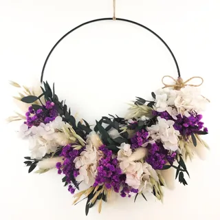 WIDEGO Trockenblumen Kranz mit und ohne Banner | herzlich Willkommen Schild | 20cm, 25cm & 30cm | Türkranz ganzjährig | Willkommen Kranz | Türschild | Haustürdeko (30cm ohne Banner)