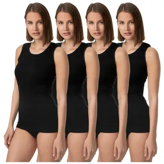 TEXEMP Unterhemd 4er Pack Damen Unterhemd Baumwolle Tank Top Achselhemd Damentop (4-St) 100% gekämmte Baumwolle schwarz 56/58