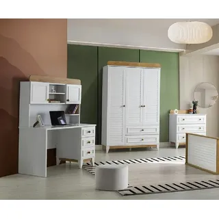 JV Möbel Schreibtisch Kleiderschrank und Kommode Set Kinderzimmer Schlafzimmer