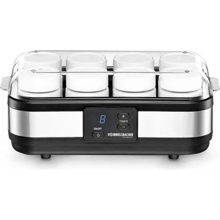 Rommelsbacher Joghurtbereiter JG 40 für bis zu 1200 g Joghurt, LCD Display, 18 Stunden Zeitschaltuhr, automatische Abschaltung, elektronische Temperaturregelung, 8 Portionsgläser à 150 ml, 40 Watt