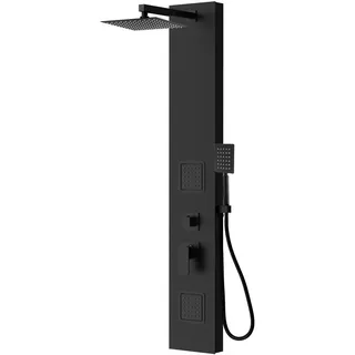 Badplaats Duschpaneel, Hudson mit Mischbatterie Schwarz PVC – 120 x 20 cm,