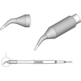 jbc Lötspitze Serie C245, Rundform, C245029/Ø 0,4 mm, gebogen