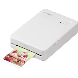 Canon SELPHY QX20 Fotodrucker – per WLAN direkt vom Smartphone drucken. Thermosublimationsdruck, 2 Größen Stickerpapier und Laden per USB-C - Weiß (ohne Farband/Papier)