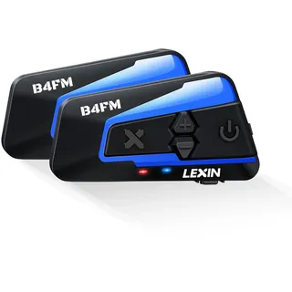 LEXIN B4FM Motorrad Bluetooth Headset, Helm Intercom, Kommunikationssystem für bis zu 10 Motorräder mit 2000m Reichweite, Motorradhelm Gegensprechanlage mit Musikteilen Funktion, Doppelpack
