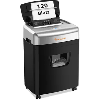 Bonsaii 120 Blatt Aktenvernichter mit Automatischem Einzug, P-4 Partikelschnitt, Extrem Leise mit 62dB, 23-Liter-Behälter und 4 Rädern, Autofeed-Mikroschnitt-Schredder für das Büro(C233-B)