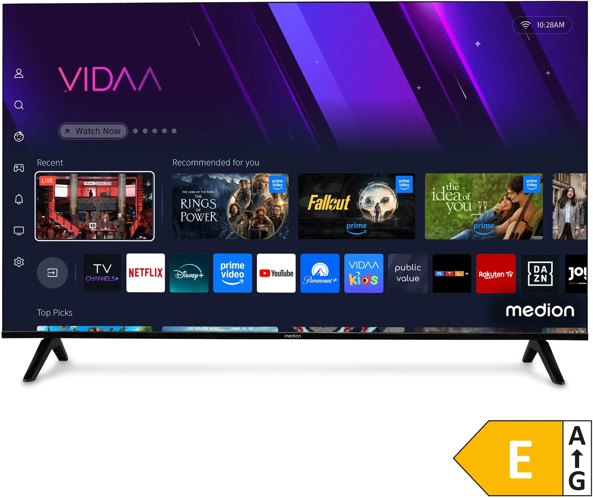 MEDION LIFE MD 850301 Smart-TV, 125,7 cm (50'') Ultra HD Display, HDR (High Dynamic Range), Dolby Vision®, MEMC, Bluetooth®, PVR ready, HBO Max, MagentaTV, NETFLIX, Prime Video, Disney+, DAZN, Paramount+ App, VIDAA App Store, Dolby Atmos®