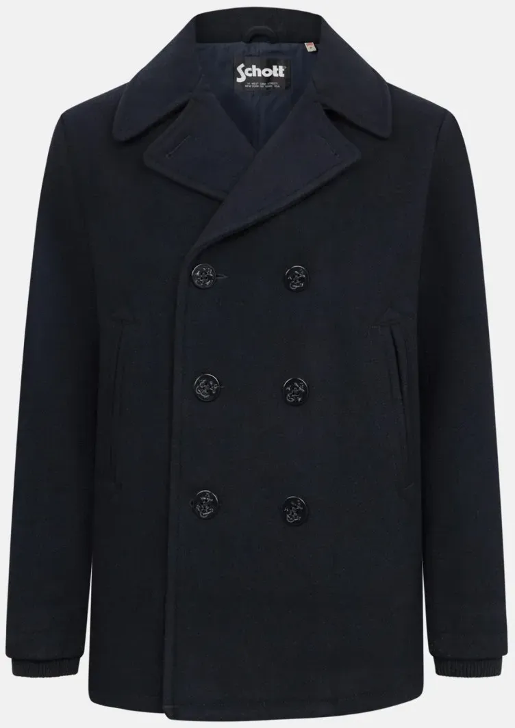 Schott NYC Caban Blau Pea Coat Jacke
