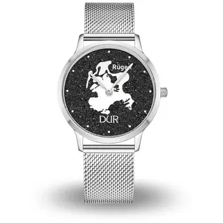 DUR Quarzuhr DUR Schmuck: Uhr 40er "Rügen" mit Lavasand, Mesh Band Edelstahl, DWE01