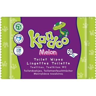 Kandoo Melon Feuchttücher - spülbar - aus 95% Wasser - parfümfrei - plastikfrei - dermatologisch getestet - feuchtes Toilettenpapier aus 100% pflanzlichem Zellulosematerial - 60 Tücher