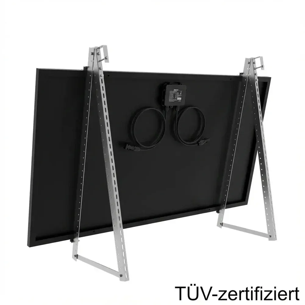 SunEnergyXT Solarmodulhalterung 3-in-1 (Silber) für Balkonkraftwerk – Balkon, Terrasse , Flachdach
