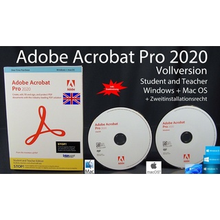 Adobe Acrobat Pro 2020 Vollversion Box + CD Win/Mac Englisch Student/Teacher NEU