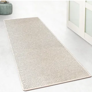 casa pura Küchenteppich Läufer 66x400cm für Küche, Flur, Schlaffzimmer & Wohnzimmer Bettvorleger rutschfest & waschbar in Sisal Optik - Flurteppich - Teppichläufer Meterware nach Maß (Creme, Kalkuta)