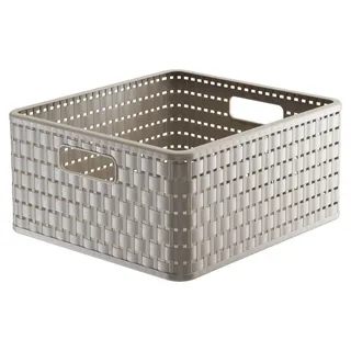 Country Aufbewahrungskiste 14l in Rattan-Optik, Kunststoff (PP) BPA-frei, cappuccino,