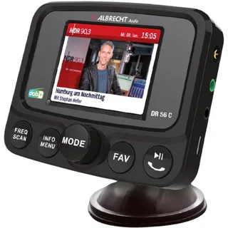 Albrecht DR 56 C DAB+ Empfänger Bluetooth Musikstreaming, Freisprechfunktion, Ladefunktion, Saugnapfhalterung