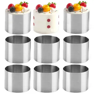 Zasvec Dessertringe und Speiseringe 8 Stück Servierringe Edelstahl Set Tortenring Kleine Rund Anrichteringe für Backen Runder Mousse-Ring Edelstahl Backringe für DIY Kuchen Desserts, 5cm