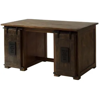 MASSIVMOEBEL24.DE MASSIVMOEBEL24 Schreibtisch Mango 140x80x76 braun lackiert RAILWAY #461 - Braun