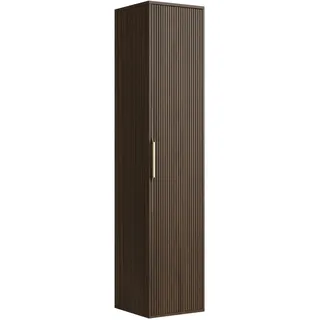 Badplaats Badezimmerschrank Rimini 38 x 33 x 170 cm Walnuss Braun - Hoch Badschrank mit 1 Tür