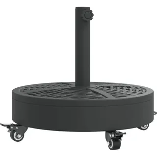 vidaXL Sonnenschirmständer mit Rollen, Schirmständer mit Standfuß Spannknopf, Schirmhalter für Ø38/48 mm Mast, Sonnenschirmfuß Ständer, 27 kg Rund