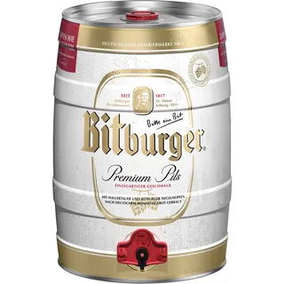 BITBURGER® Premium Pils | Partyfass mit Zapfhahn (1x 5l) | Hopfenbetonter Pilsgenuss | Aus Besten Hopfensorten | Nach Deutschem Reinheitsgebot Gebraut