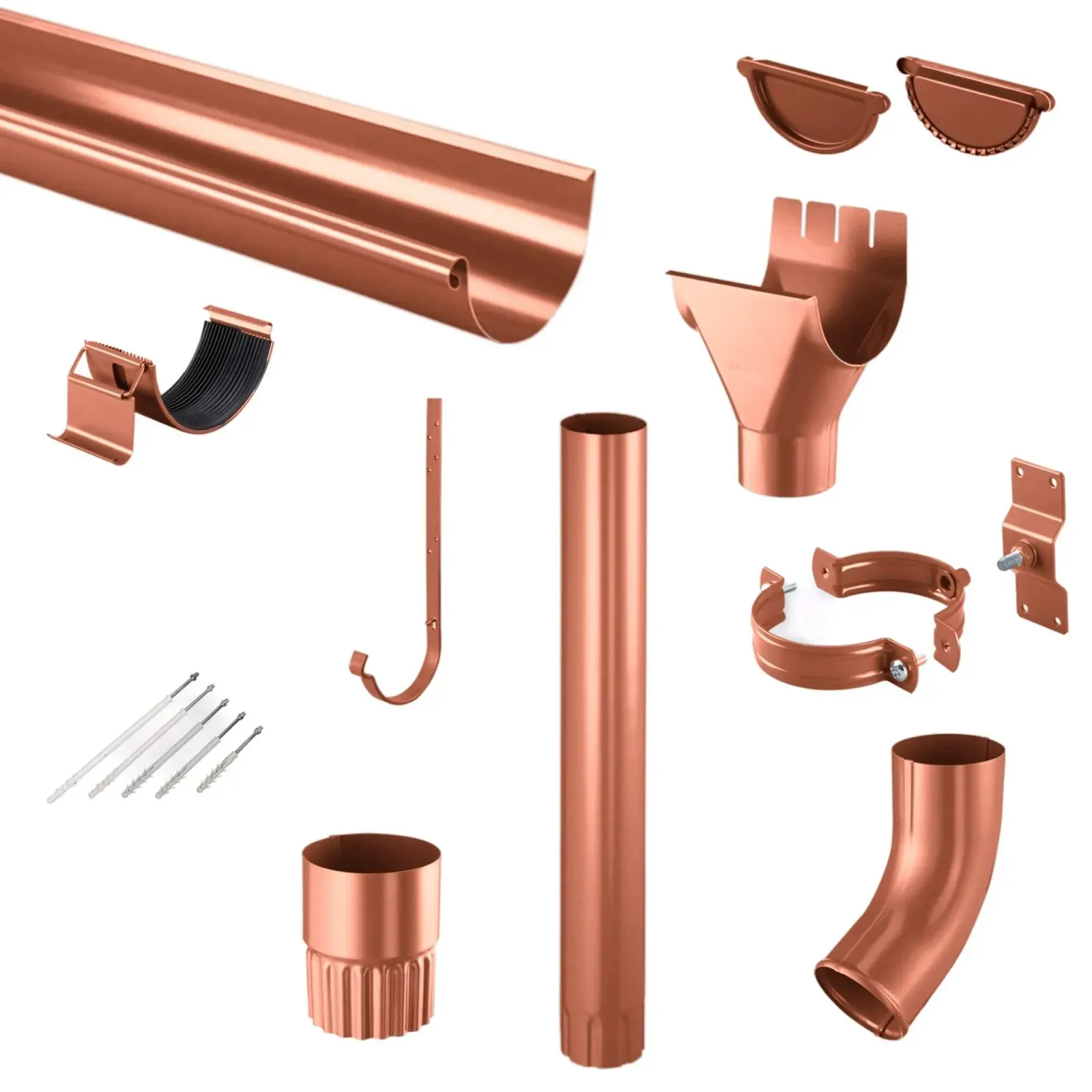 Stahl Dachrinnen Sparpaket 6,00 m | Ø 125/90 mm | 8004 - Kupferbraun