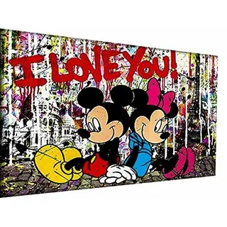 Magic Canvas Art - Bilder Micky Maus Pop Art Kunst Leinwandbild 1- teilig Hochwertiger Kunstdruck modern Wandbilder Wanddekoration Design Wand Bild - B8307, Größe: 60 x 30 cm