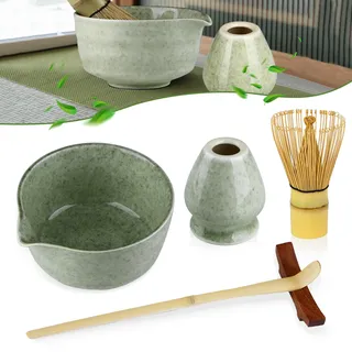 Matcha Set, Matcha Besen, Matcha Schale, Matcha Löffel, Matcha Mixerständer, Matcha Besenständer, 5 teiliges Set, Macha Tea Set, Matcha Zubehör, Matcha Besen Set,Keramik Matcha Tee Set.