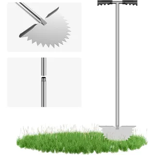 Foppla Sägezahn-Rasenkantenschneider, Rasenschneider,Halbmond-Rasenkantenschneider mit T-Griff, Langstieliges Kantenmesser für Rasenkanten,94cm (Säge)