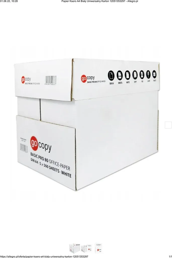 Go Copy Kopierpapier DIN A4 80gr 2500 Blatt Karton