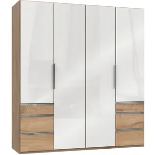 Level 200 x 216 x 58 cm Plankeneiche Nachbildung/Weißglas