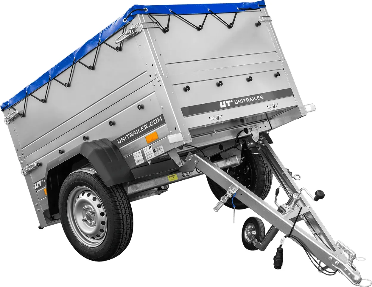 Pkw-Anhänger neu GARDEN TRAILER 150 KIPP mit zusätzlichen Bordwänden, Stützrad und blauer Flachplane
