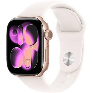 Apple Watch Series 11 GPS 42mm Rose Gold Aluminium Sport Band light blush S/M