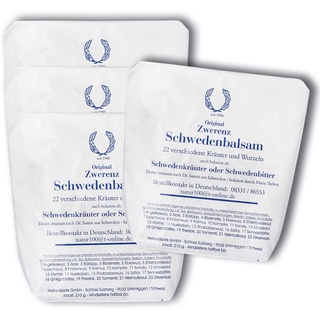 Original Zwerenz Schwedenkräuter • 22 Kräuter & Wurzeln Ansatzmischung • großer Schwedenbitter • Schwedenkräuter nach Maria Treben • Schwedische Kräuter • Bitterkräuter • 4x 210g