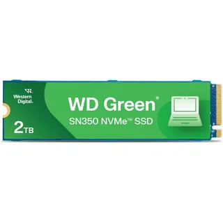 Western Digital WD GreenTM SN350 NVMe SSD Festplatte 2 TB, M.2 2280 (Schnelle NVMeTM-Leistung von bis zu 2.400 MB/s, stoßsicher bei Erschütterungen und Stürzen, ideal für Computer mit einem NVMeTM-Steckplatz)