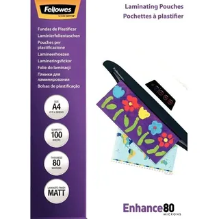 Fellowes Laminierfolien Enhance 80 mic A4 matt 100 Stück