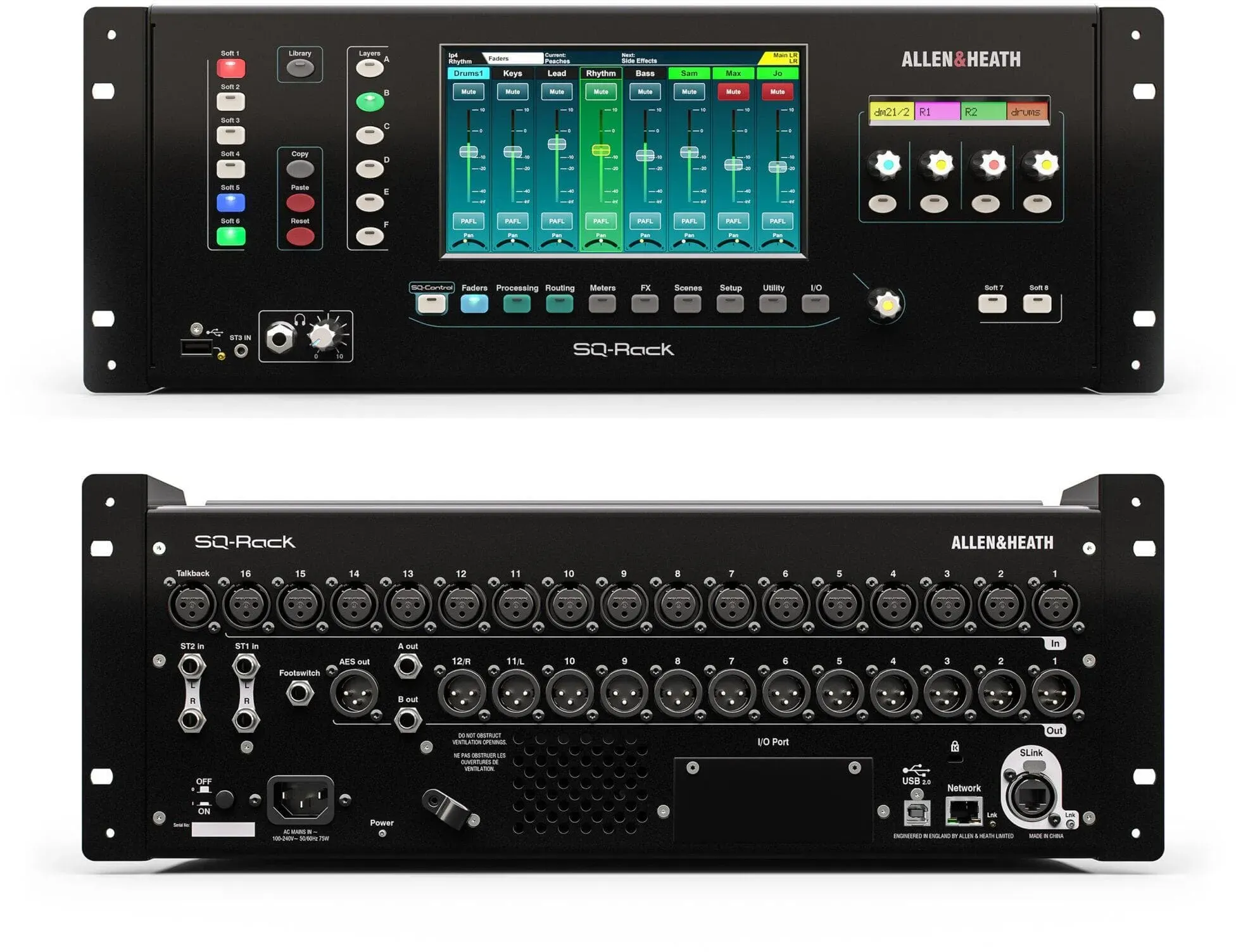 Allen & Heath SQ-Rack 48ch digital mixer, 96kHz, 16 Mic/Line 12 XLR out