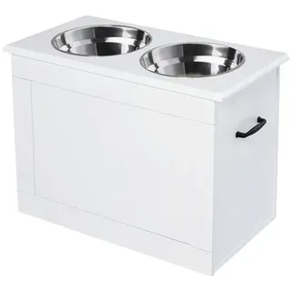 PawHut Futternapf Holzwerkstoff, Länge: 60 cm - weiss