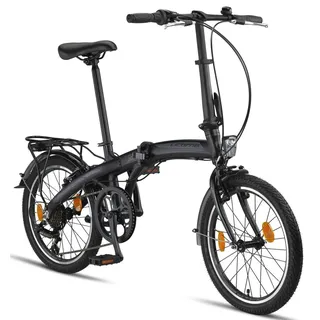 licorne bike gmbh Licorne Bike Phoenix 2D, 20 Zoll Aluminium-Faltrad-Klapprad, Scheibenbremse, Discbremse, V-Bremse Faltfahrrad-Herren-Damen, 7 Gang Kettenschaltung ... - Schwarz